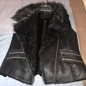 Black Vest with Fur collar and lining.